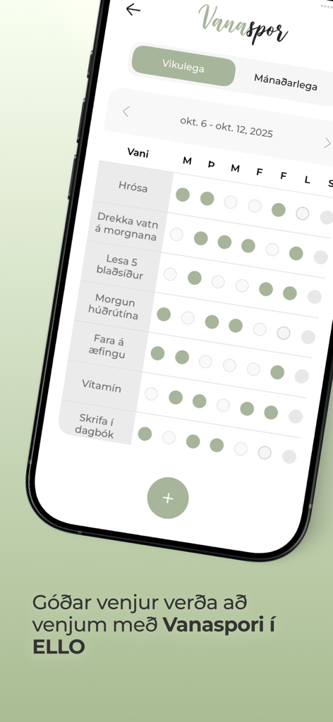 ELLO: Community and Wellness - A smartphone screen displaying a daily habit tracker within the ELLO wellness app for tracking goals like hydration and journaling