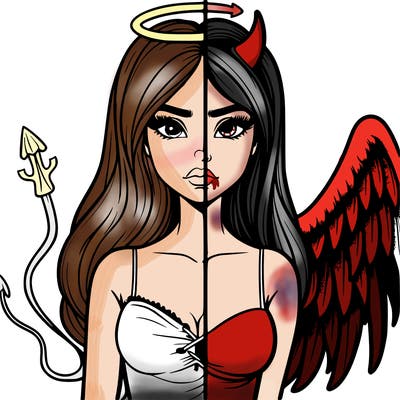 devil vs angel realistic girl