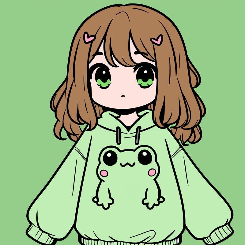 girl wearing frogging sweatshirt
