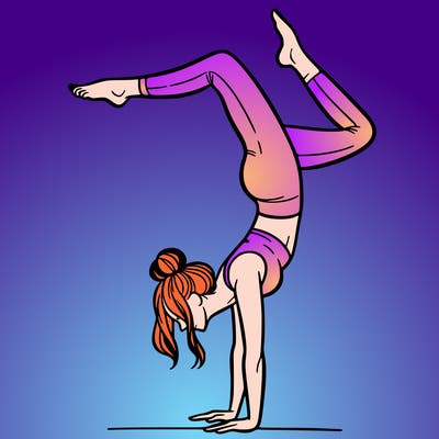a woman doing a handstand