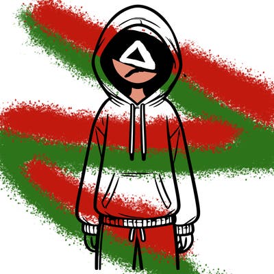 faceless girl in a tracksuit with a hood on and no hair