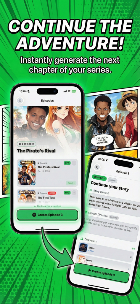 INKY: AI Manga, Comic & Anime - Interface for generating new manga and comic episodes using AI in the INKY app