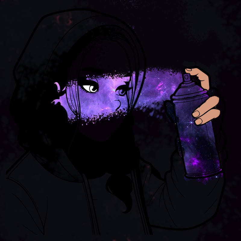 a realistic girl, spray painting