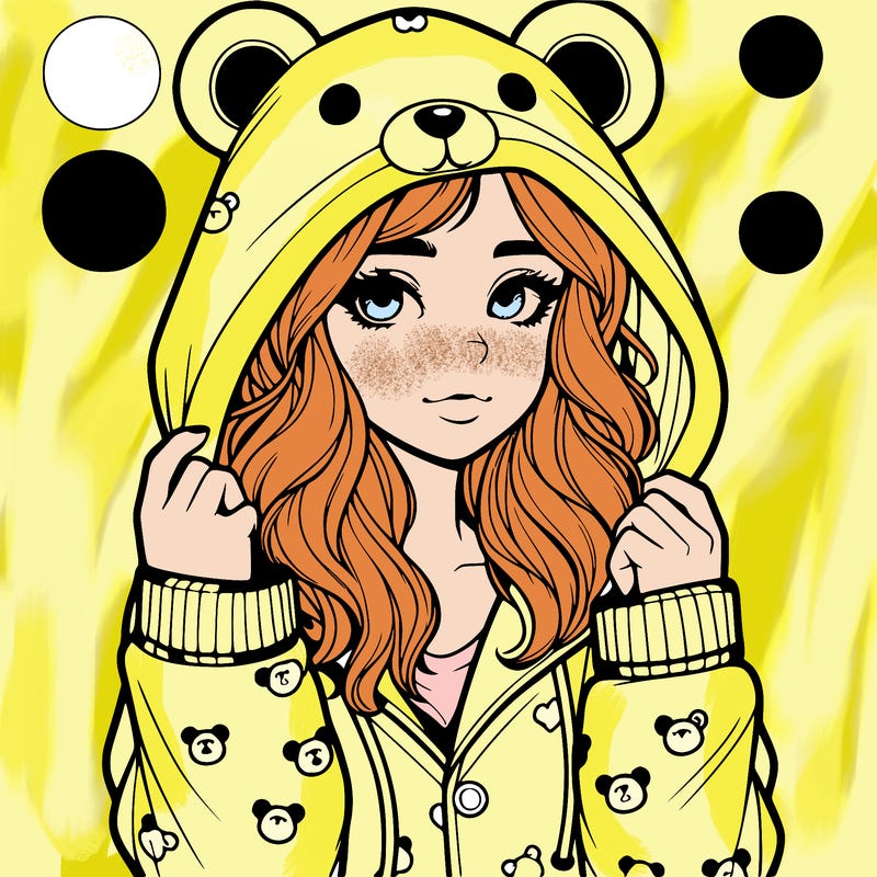 realistic girl in a animal pjs hoodie