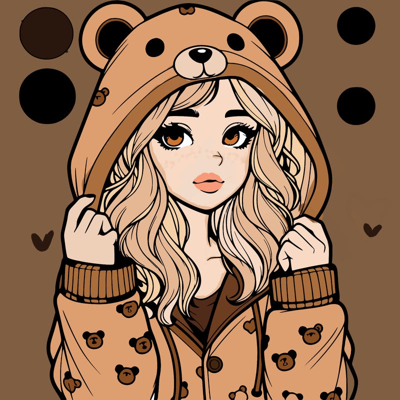 realistic girl in a animal pjs hoodie