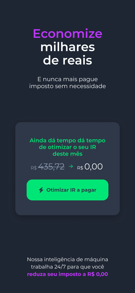 Grana - IR da bolsa automático - Interfaz de la app Grana que muestra la optimización y reducción de impuestos sobre la renta para inversores en bolsa