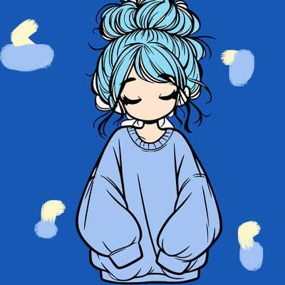 girl with baggy sweatshirt and messy bun