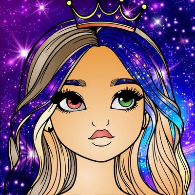 a realistic girl with a crown on