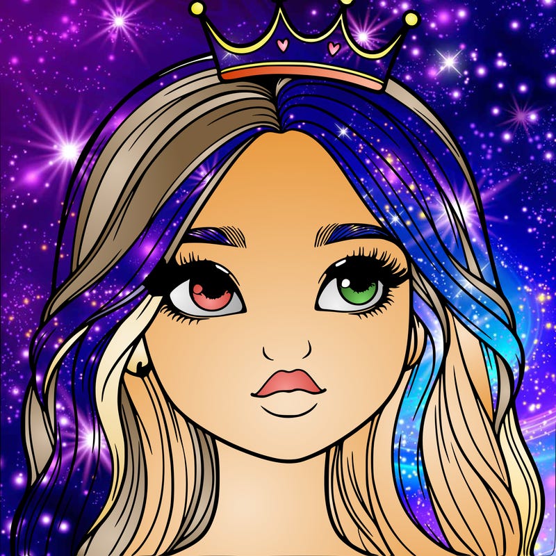 a realistic girl with a crown on