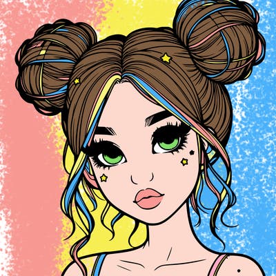 realistic girl with space buns