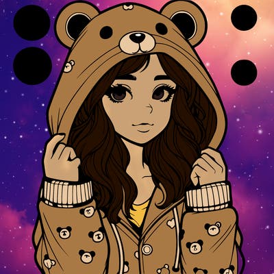 realistic girl in a animal pjs hoodie