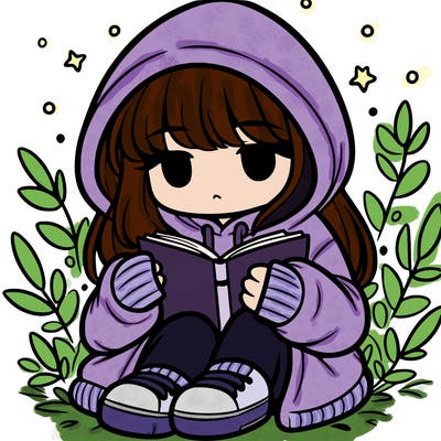 girl in oversized hoodie reading a book