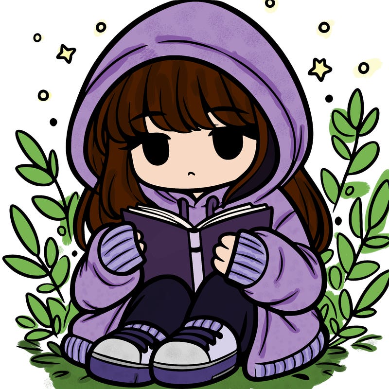 girl in oversized hoodie reading a book