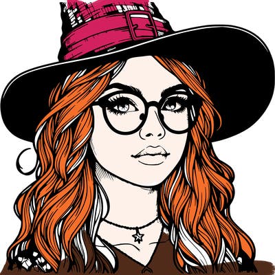 a witch with glasses realistic