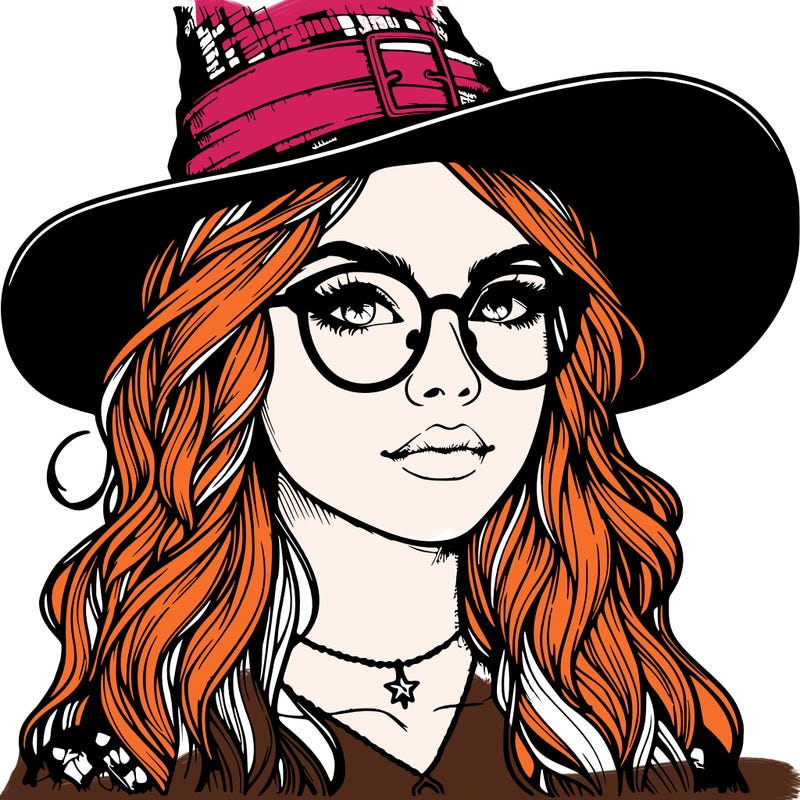 a witch with glasses realistic