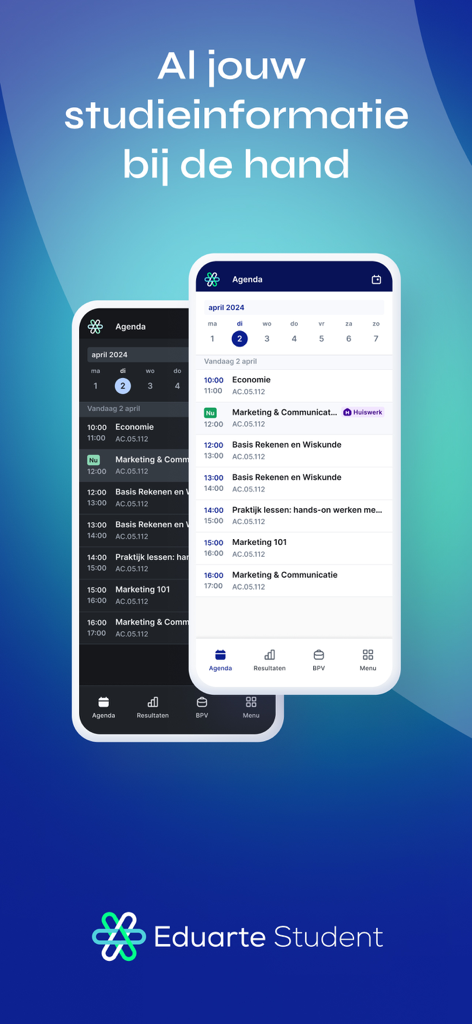 Eduarte Student - L'interfaccia dell'app Eduarte Student che mostra l'orario scolastico giornaliero di uno studente.