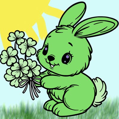 bunny with a bunch of clover