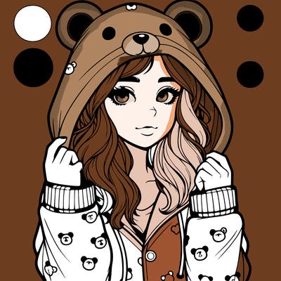 realistic girl in a animal pjs hoodie