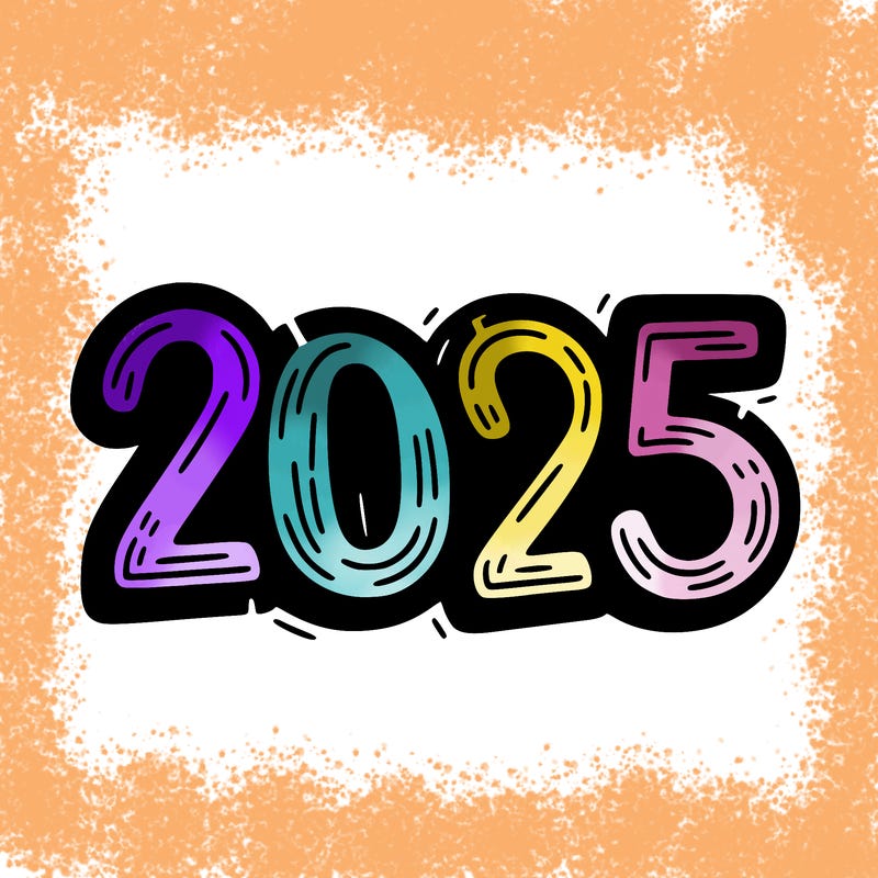 one line scrawled numbers sketch design “2025”