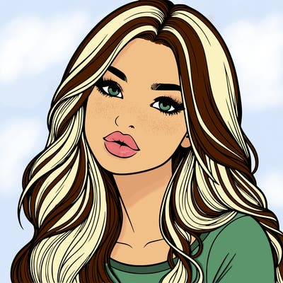 realistic girl with hair on her hair and lips