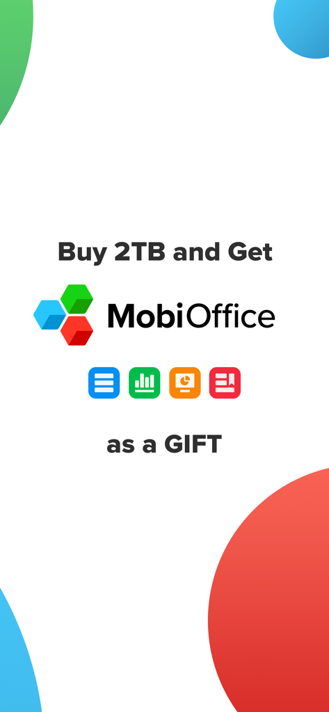 Banner promocional que ofrece una suscripción gratuita a MobiOffice con la compra de 2TB de almacenamiento en la nube de MobiDrive.