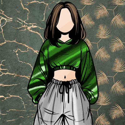 realistic girl faceless with baggy pants and a crop top