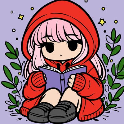 girl in oversized hoodie reading a book