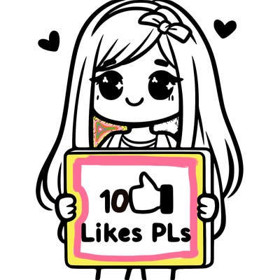 girl holding a sign saying 10 likes pls