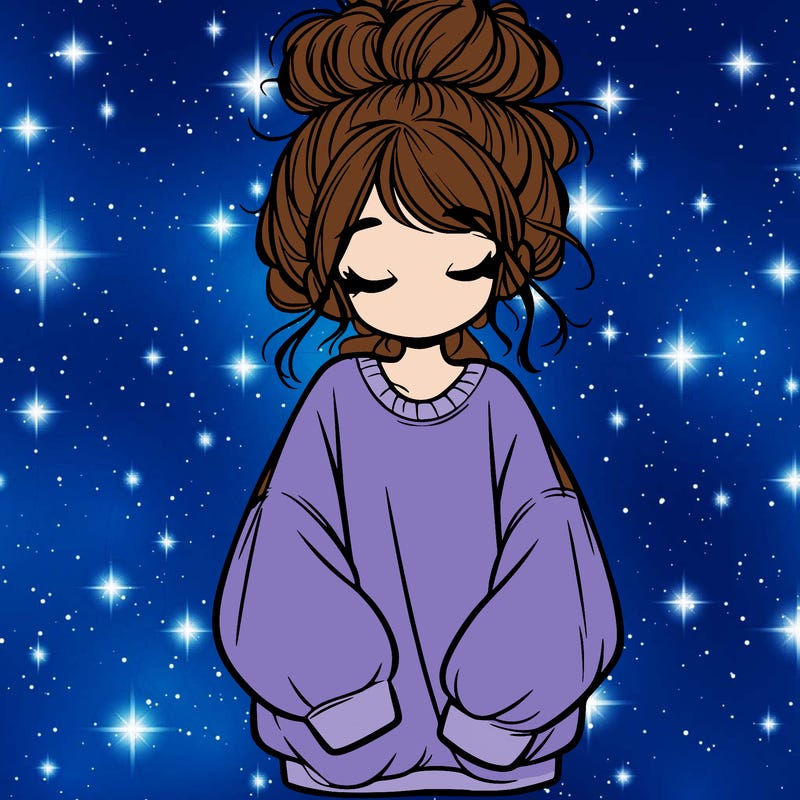 girl with baggy sweatshirt and messy bun