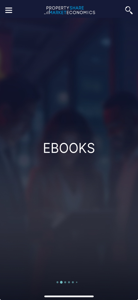 PSE - Ebooks section in the Property ShareMarket Economics app.