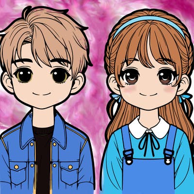 realistic boy and girl