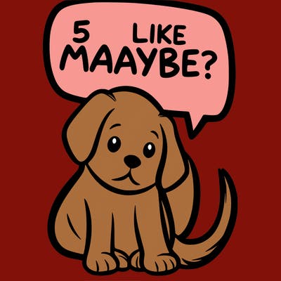 a puppy that says 5 like maybe