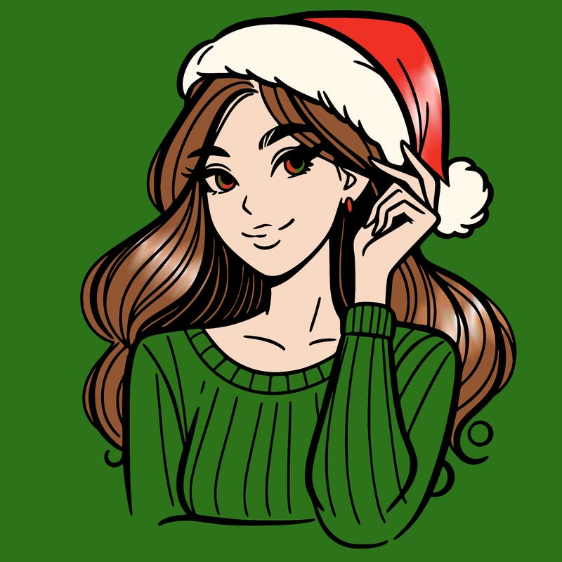 woman with santa hat