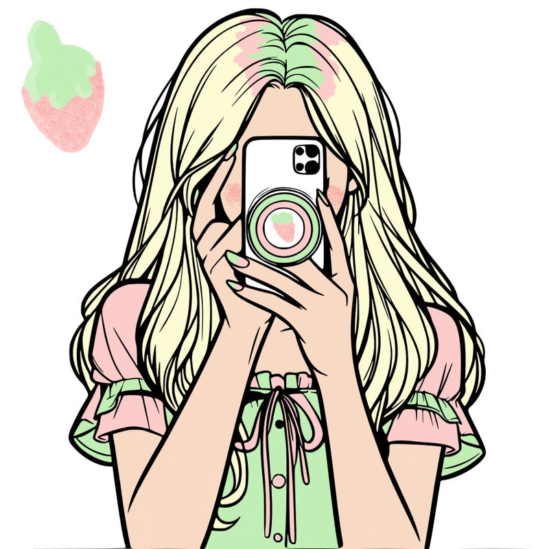 a realistic girl holding her phone taking pictures