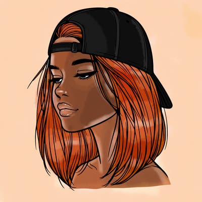 realistic  girl with a backwards hat