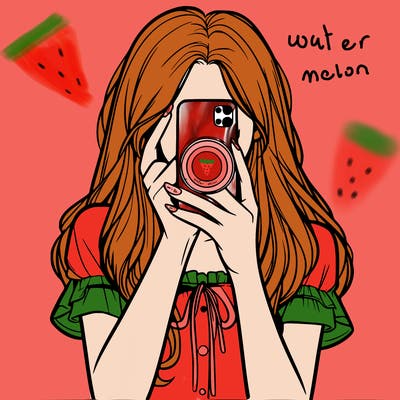 a realistic girl holding her phone taking pictures