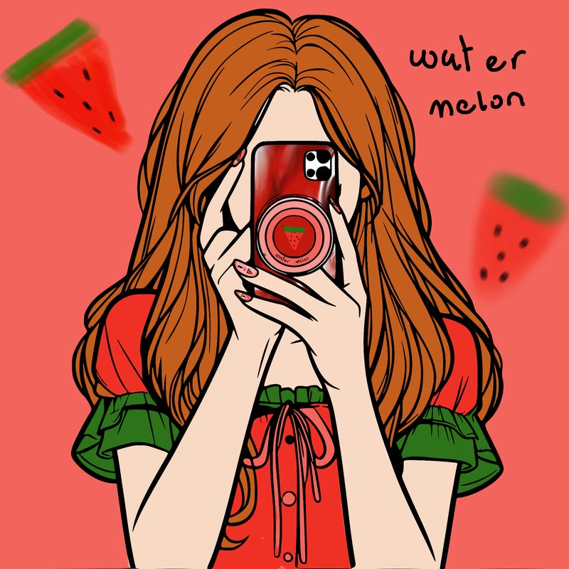 a realistic girl holding her phone taking pictures