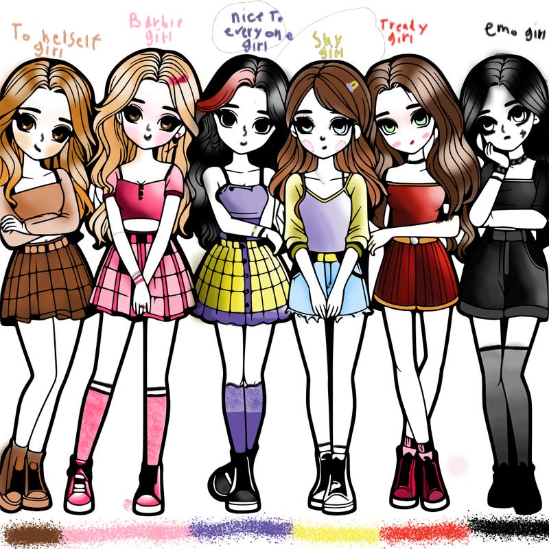 a group of girls realistic