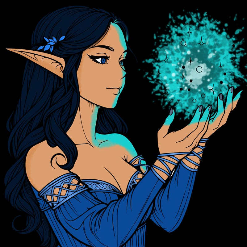 realistic elf girl doing magic