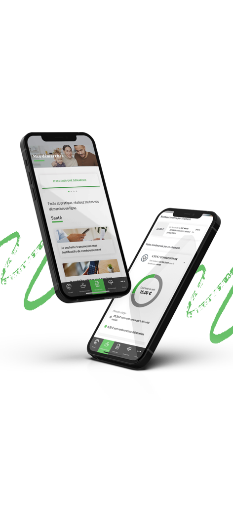 Interface of the Generation health insurance app showing medical reimbursements and claims