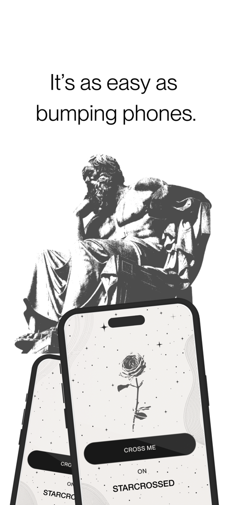 Two smartphones bumping together to connect on the Starcrossed astrology app