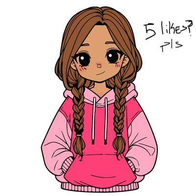 a realistic girl with a oversized hoodie and she has braids