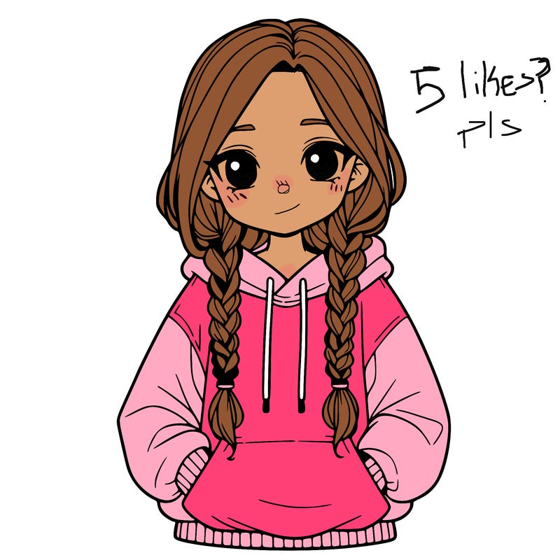 a realistic girl with a oversized hoodie and she has braids