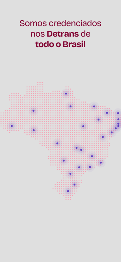 A map of Brazil highlighting Zapay's official accreditation with Detrans nationwide