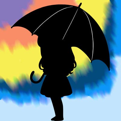 lonely girl holding black umbrella