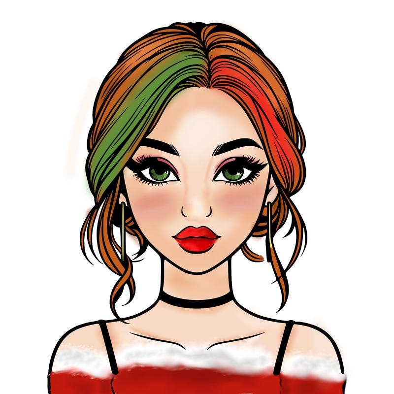 realistic girl with makeup on