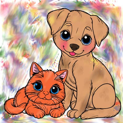 realistic cat and dog