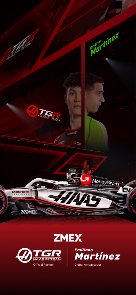 ZMEX crypto trading app partnership with Haas F1 Team and Global Ambassador Emiliano Martinez