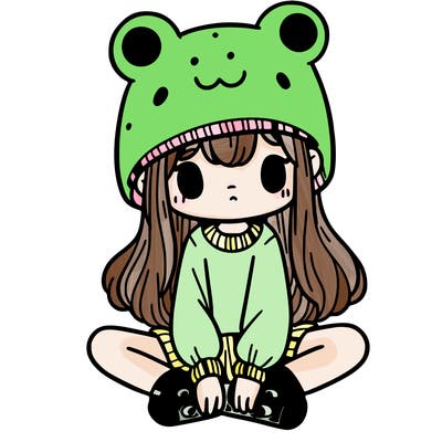 a girl wearing a frog hat and some frog socks