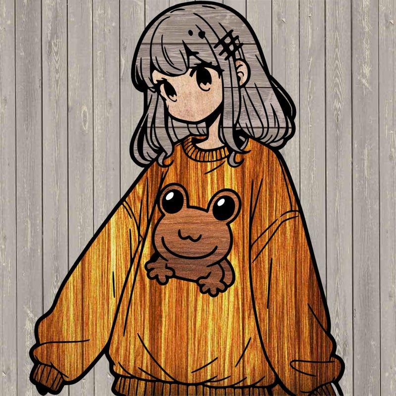 girl wearing frogging sweatshirt